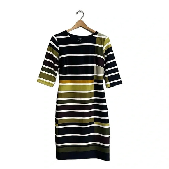 EnFocus Studio Women’s Multi Stripe Stretch Dress Size 8 Business Office Wear - Picture 2 of 7